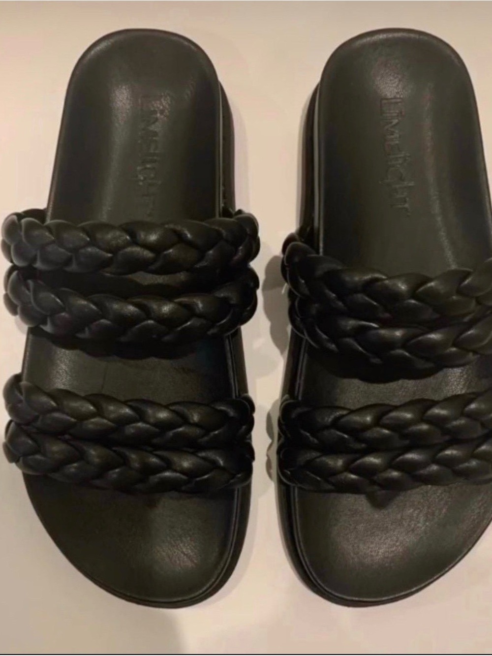 Limelight Black Braided Double-Strap Slide Sandals
